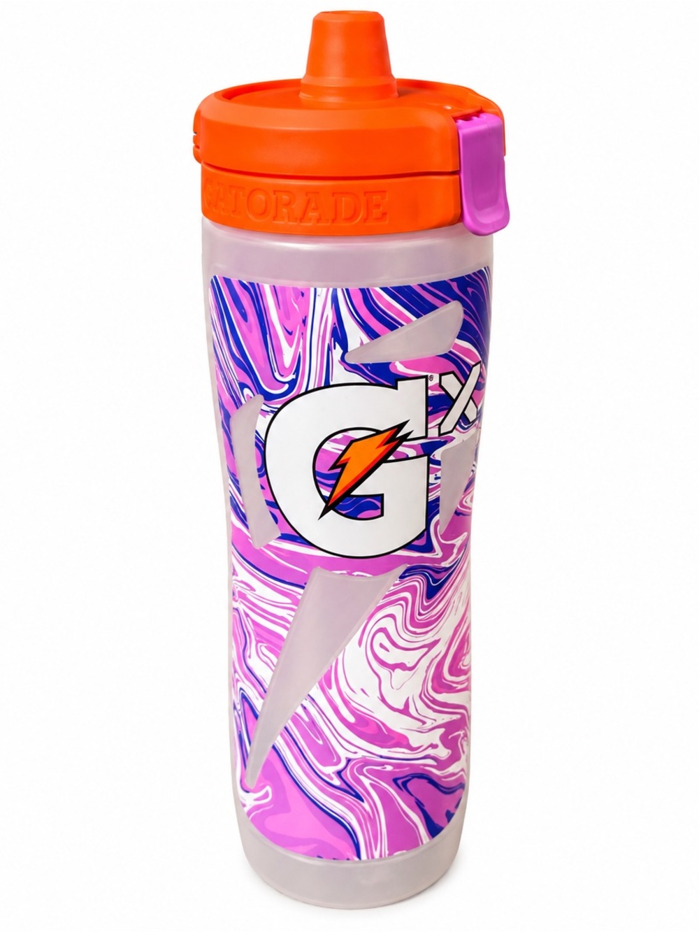 Gatorade GX 30 oz Marble Pink Purple Squeeze Water Bottle